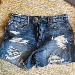 American Eagle Outfitters Blue Distressed Jean Shorts